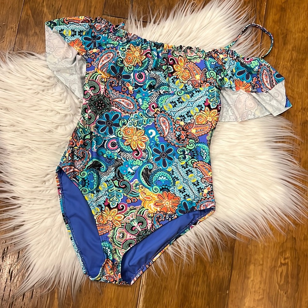 One piece blue Rod Beattie swimsuit